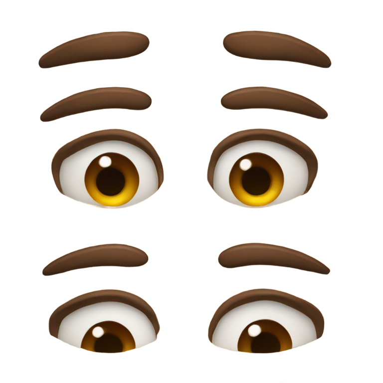 genmoji：一对眼睛，颜色略有不同，一只深棕色，一只普通棕色