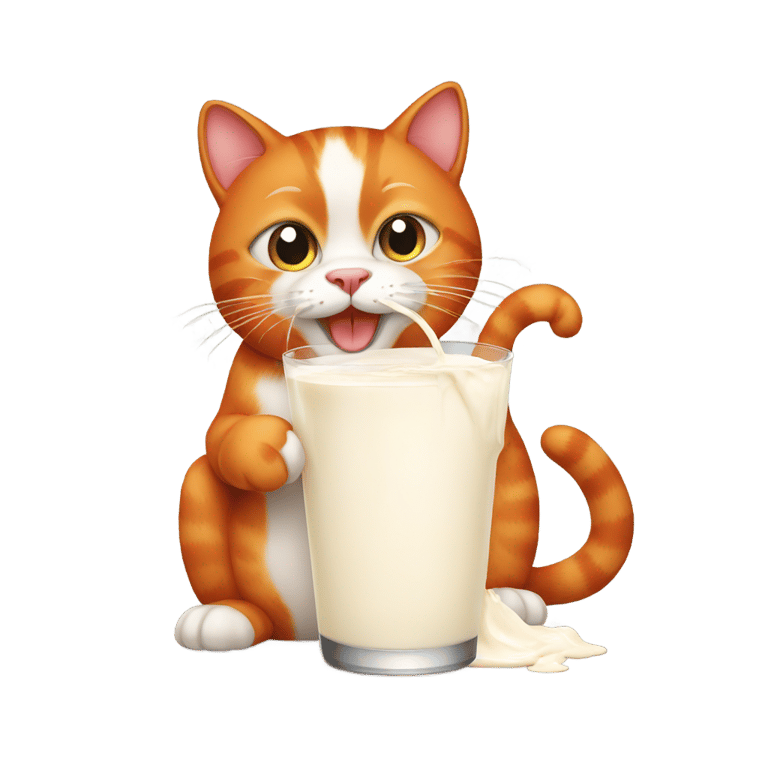絵文字：Red cat with milk