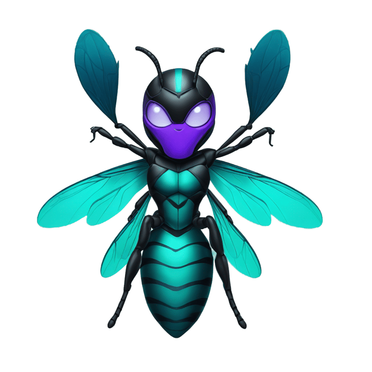 絵文字：Purple teal hornet hanging out with black panther with blue accent