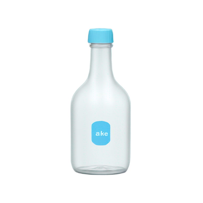 genmoji : Une bouteille Wike avec la partie supérieure en bleu clair et une étiquette blanche en bas.