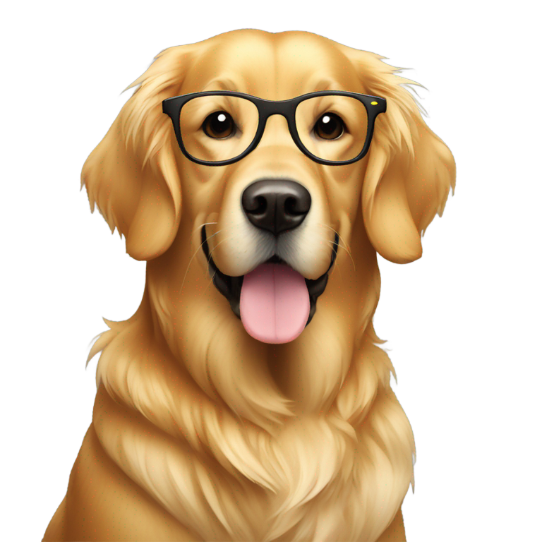 genmoji : Golden Retriever avec une coupe dégradée et des lunettes