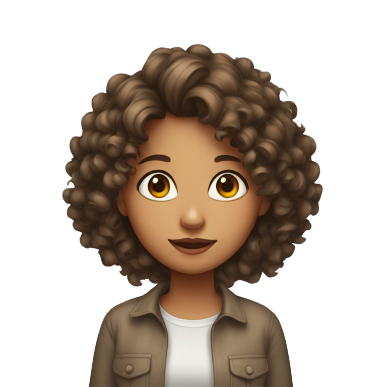 絵文字：白いシャツを着たカーリーヘアの女の子