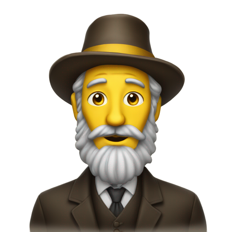 genmoji: A jewish man with a very long nose, make the emoji yellow, give him curly hair and a jewish hat