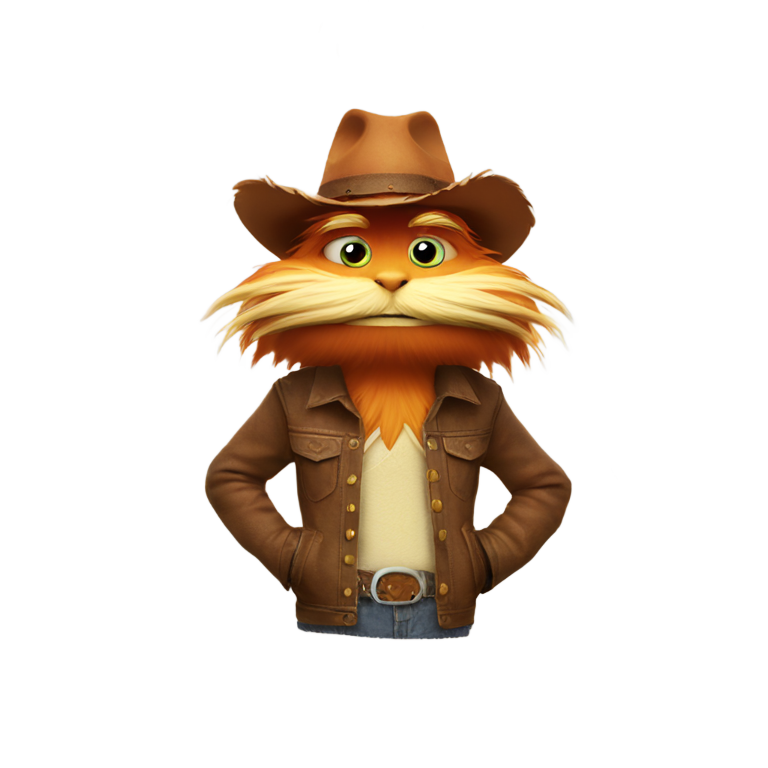 genmoji：戴着牛仔帽和拿着Tumblr瓶子的Lorax