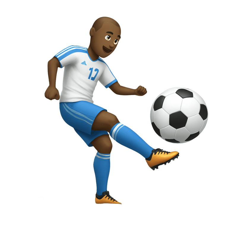 絵文字：A football player kicks a soccer ball
