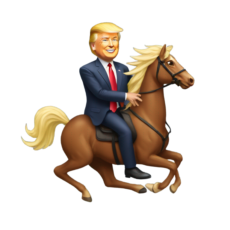 genmoji: Donald Trump riding on Elon Musk's back
