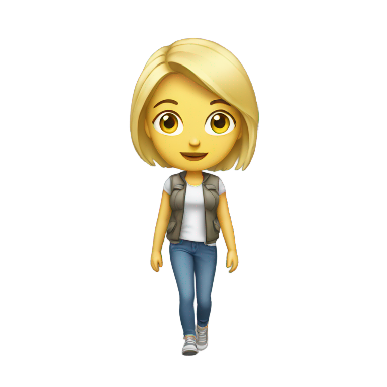genmoji：一位金发年轻女子在行走