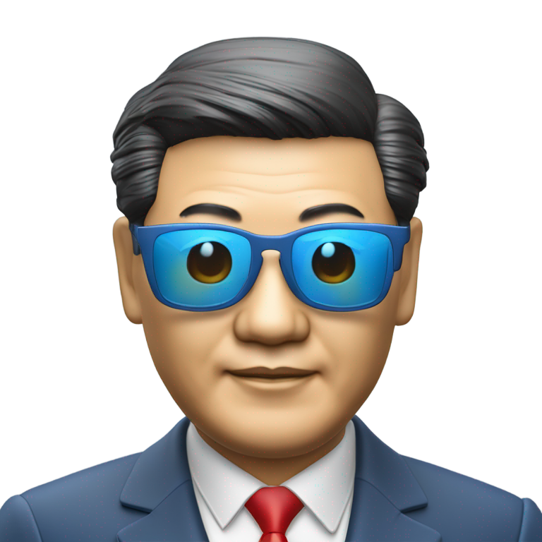 絵文字：習近平がクールな3Dメガネ（映画用の青と赤のレンズ）をかけている