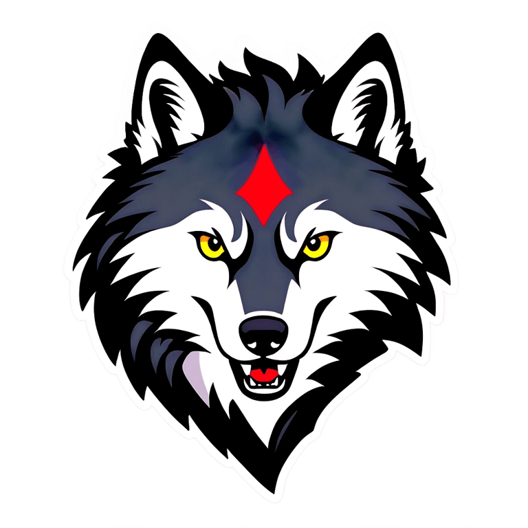 genmoji: un loup noir faisant un clin d'oeil avec un drapeau blanc