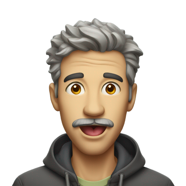 genmoji: a man sticking out their tongue