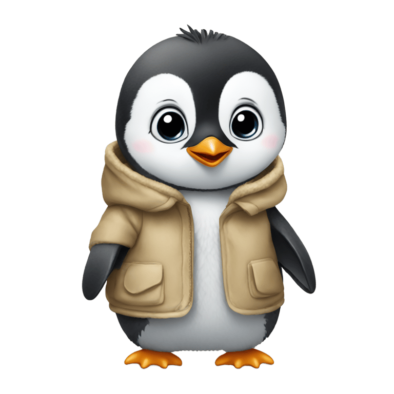 genmoji : A baby penguin with a coat