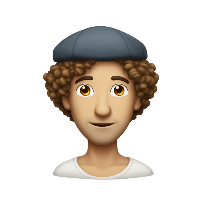 genmoji: man with extremely long thin nose and curly hair under a kippah