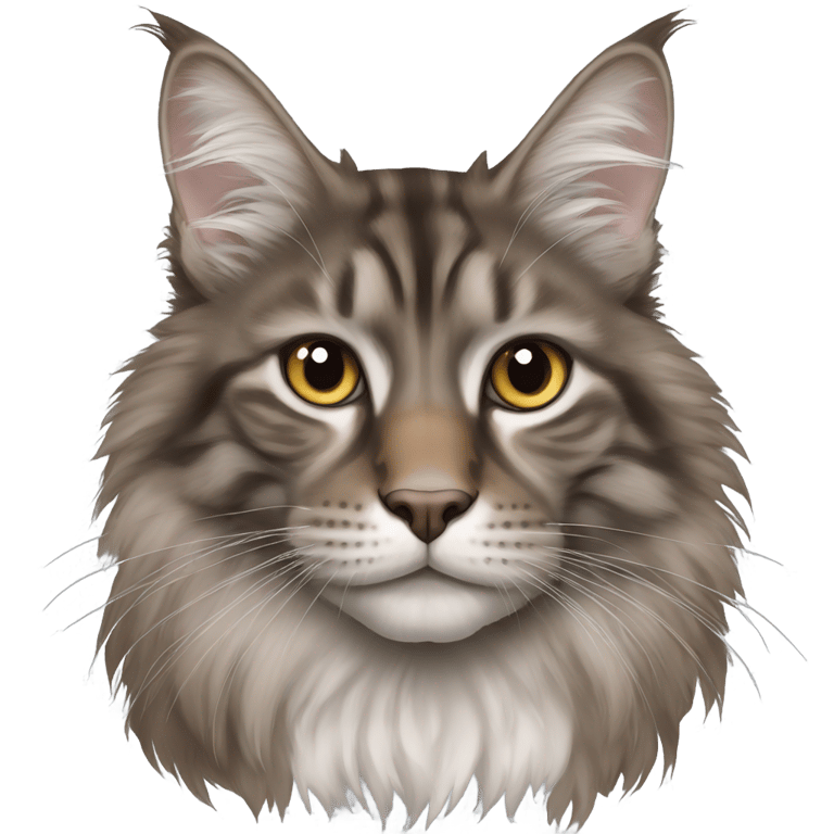 genmoji : Brown and gray russian mainecoon