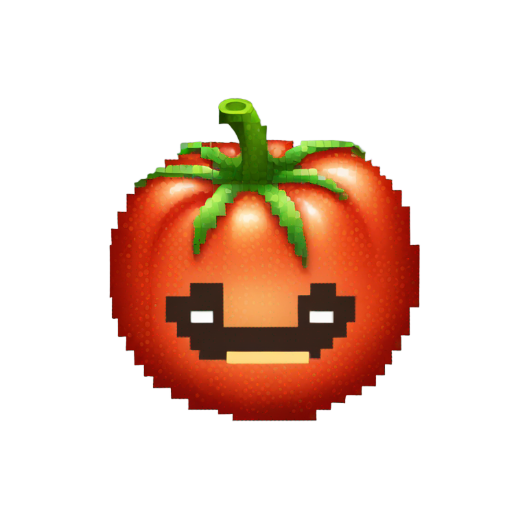 genmoji : Une tomate pixelisée en emoji 2D