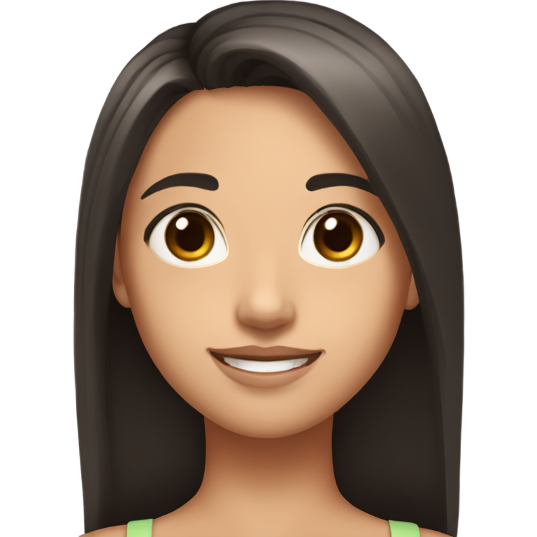 genmoji：15岁女孩，直发至腋下，黑发，深棕色眼睛，肤色白皙
