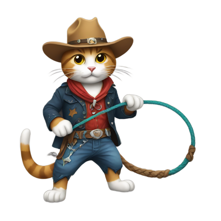 genmoji: Cowboy cat with a whip