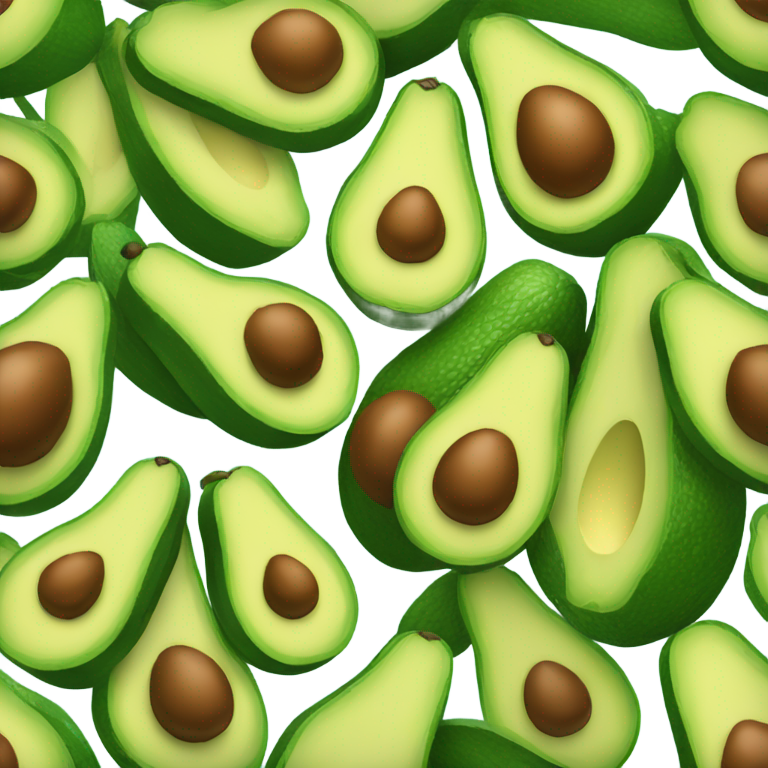絵文字：スタイリッシュなアボカドの絵文字「🥑」オリジナルのディテール付き。