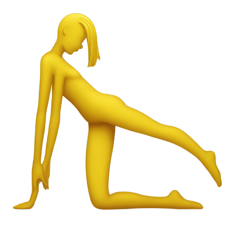 genmoji：黄衣女子在地板上劈叉