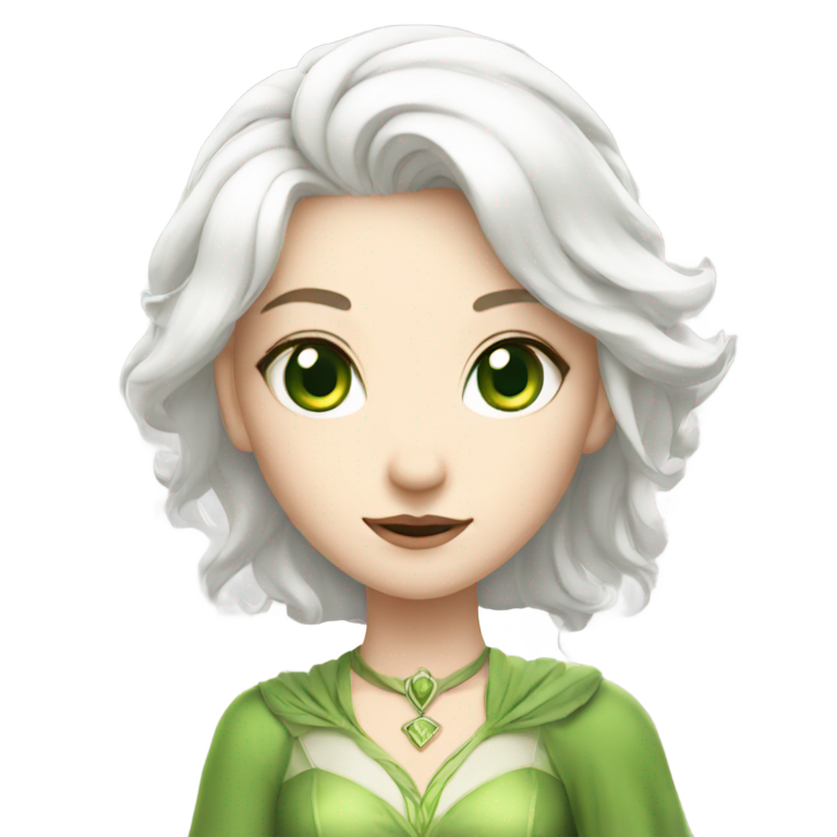 genmoji：绿眼白发的苍白精灵公主