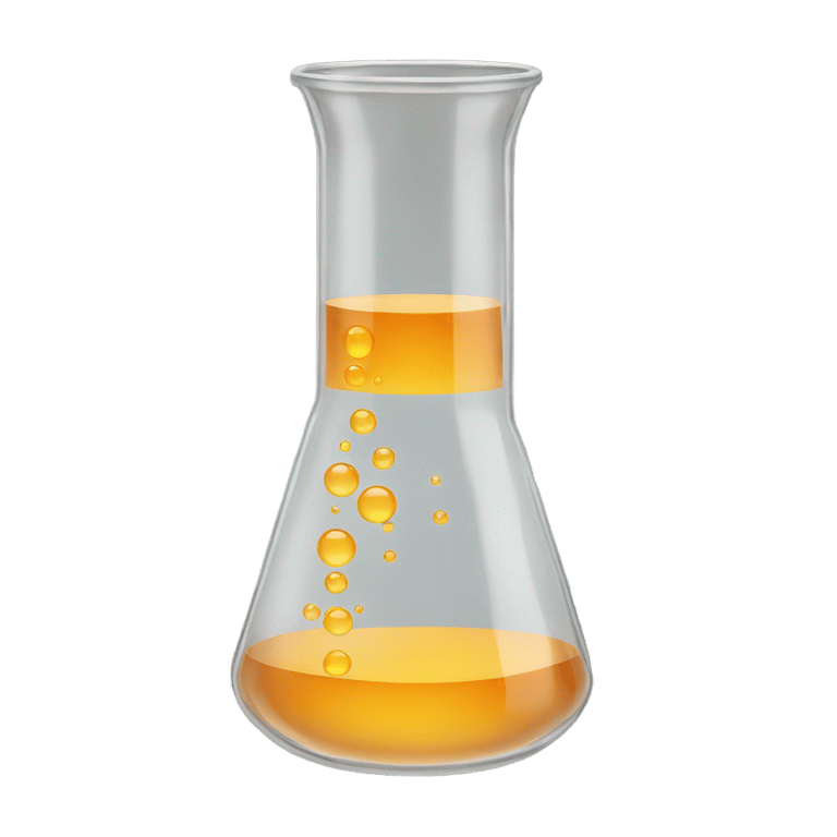 genmoji : transparent, amber color, beaker