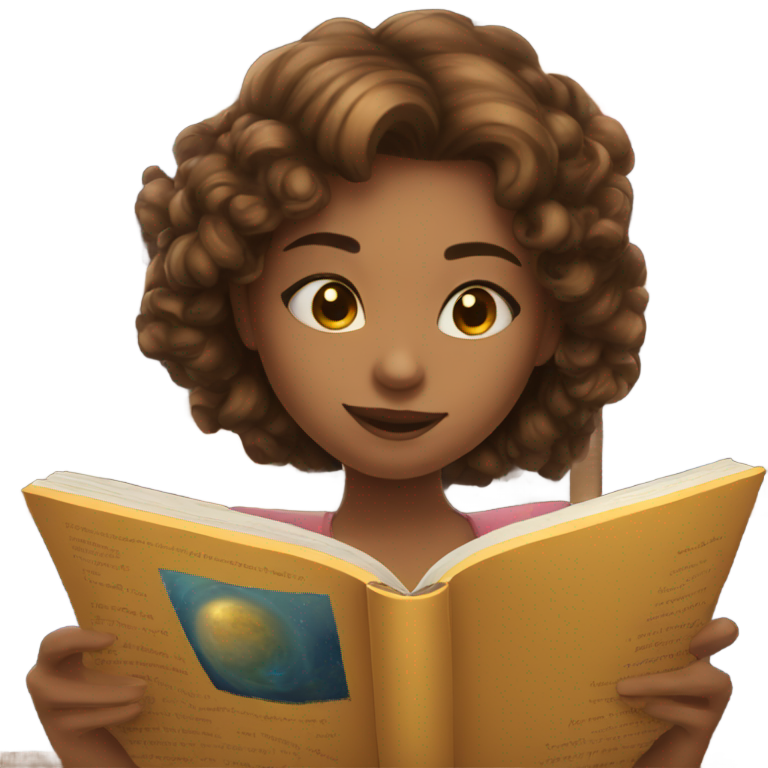 絵文字：ファンタジー本を読んで自分の空想の世界にいる女の子