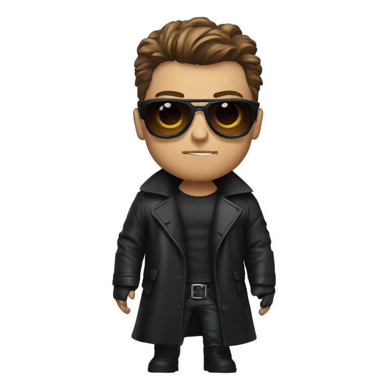 絵文字：Serious guy that looks like terminator with dark tinted shades on with a leather trench coat on