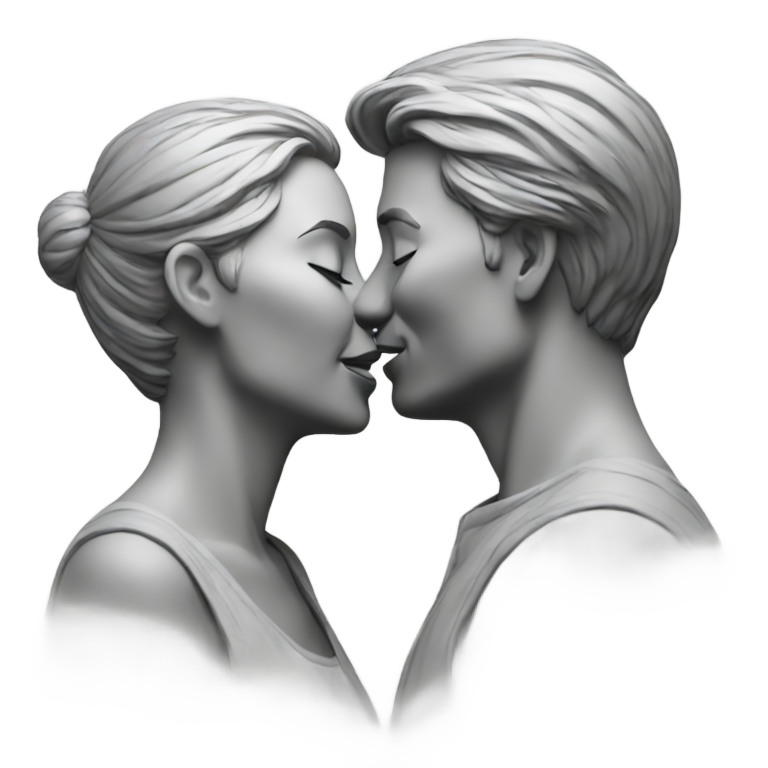絵文字：情熱的にキスする男女