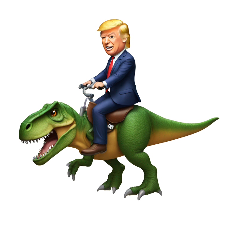 genmoji：唐纳德·特朗普骑着霸王龙