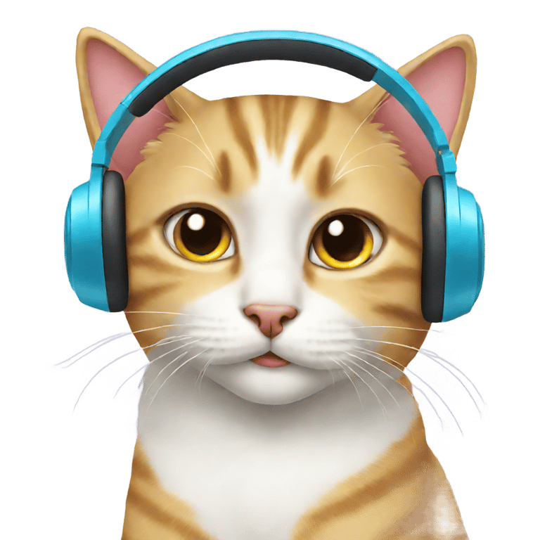 genmoji : cute cat with headphones on