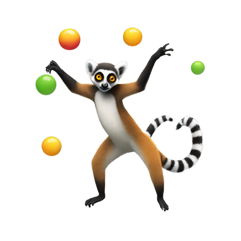 genmoji: A lemur juggling