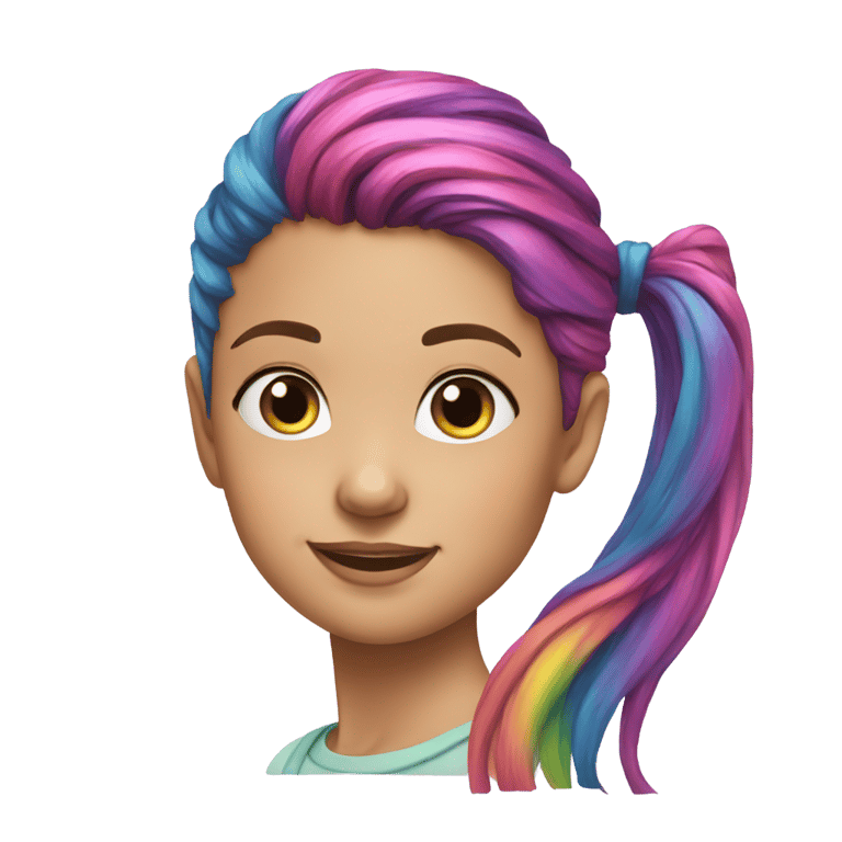 genmoji：女孩脸彩虹色马尾辫