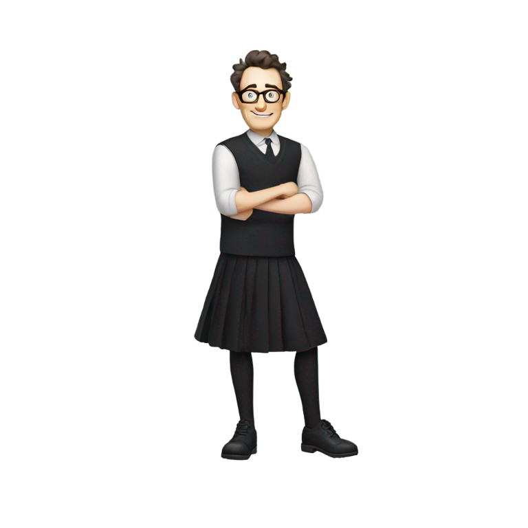 genmoji : Tom Kenny portant une épaisse jupe noire
