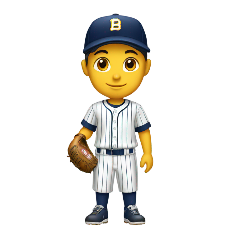 genmoji: kid fitting stripe baseball uniform