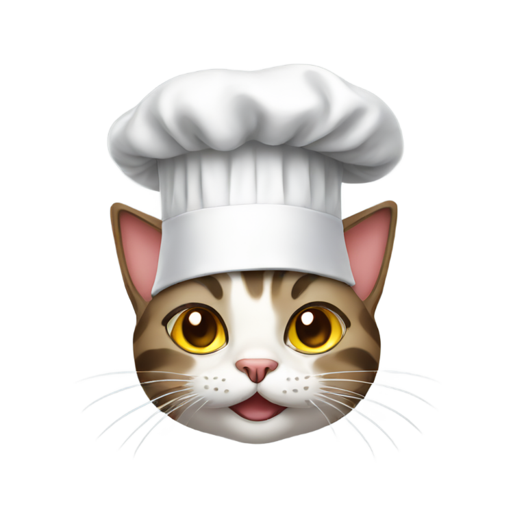 genmoji : Chat portant un chapeau de chef
