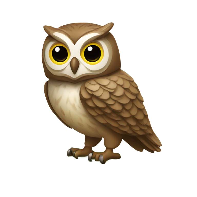 genmoji：一只穿着靴子的智慧猫头鹰，监控着一切，像一只足球猫头鹰。简洁设计。