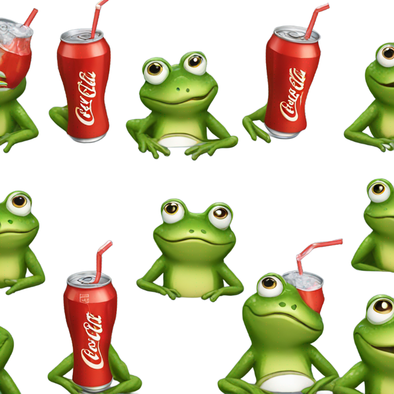 genmoji : grenouille buvant du Coca-Cola