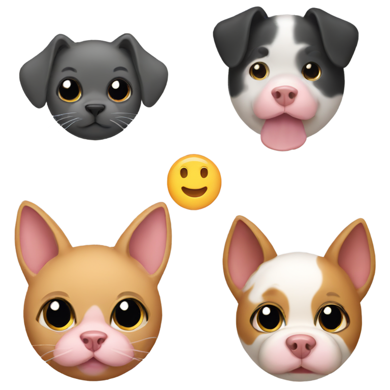 genmoji: Cat face with a dog body and a pig tail