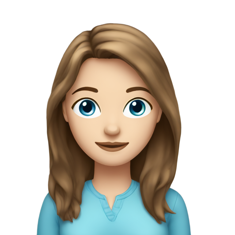 genmoji：白皙皮肤的白人女子；肩部以下的棕色头发；浅蓝色眼睛