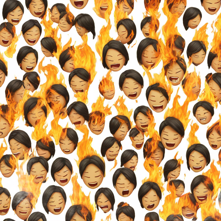 genmoji: Asian girl burning on fire emojis
