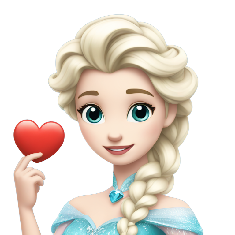 genmoji: Elsa hold with Red heart