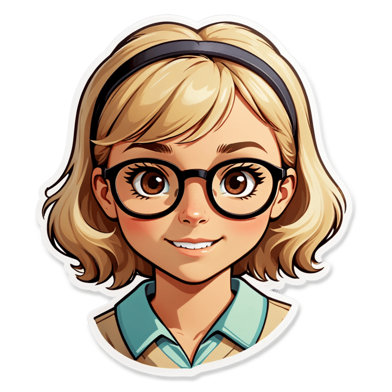 genmoji：棕肤金发的书呆子女孩，不戴眼镜