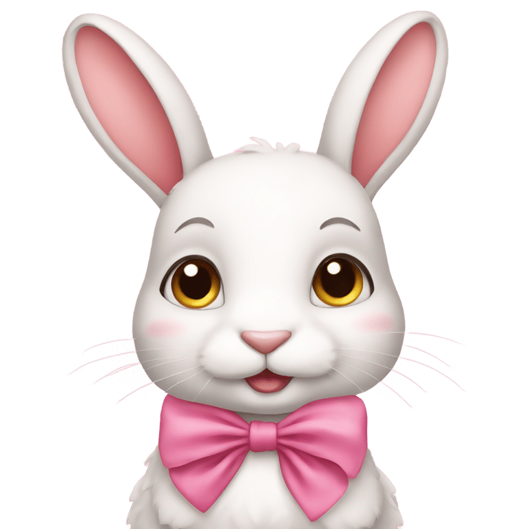 genmoji : cute rabbit wearing a pink dress and bow between her ears
