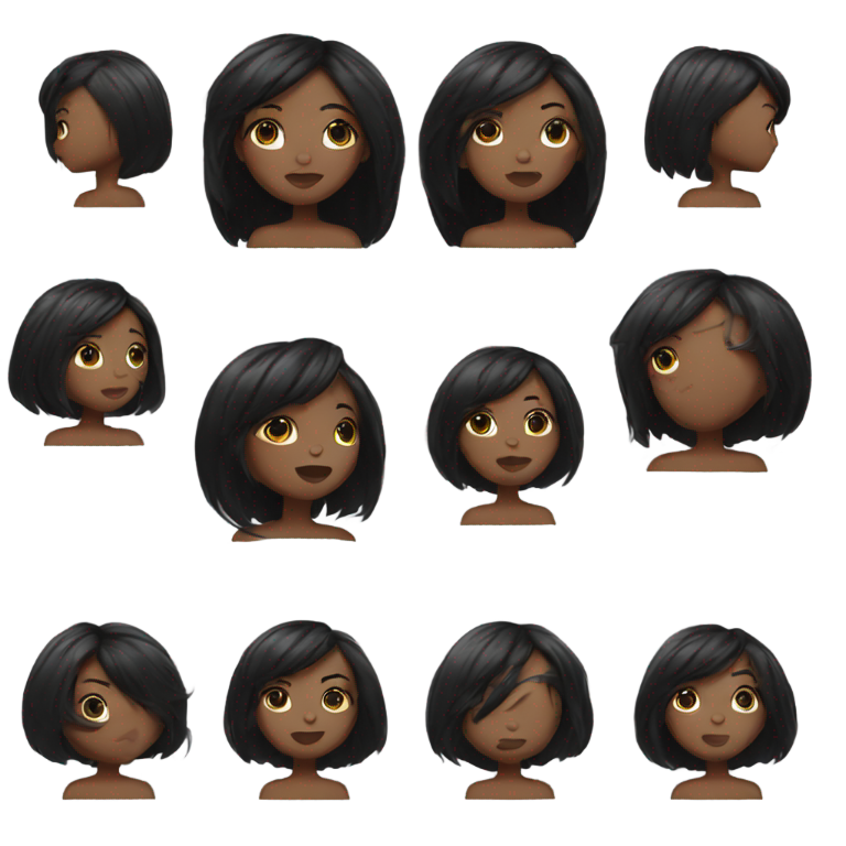 genmoji：黑直发深肤色女孩在飞吻