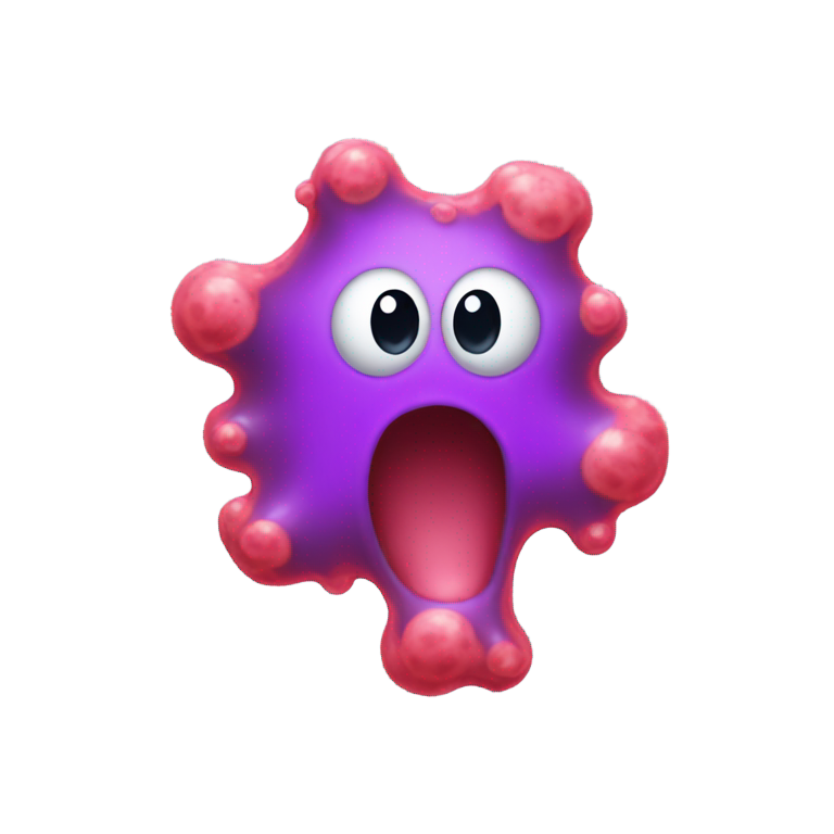 genmoji: A oddly shaped amoeba with a visible nucleus, along with other single cells