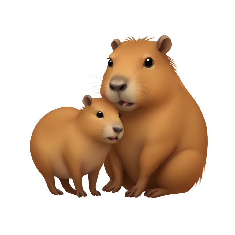 絵文字：大きなカピバラと可愛い赤ちゃんカピバラ