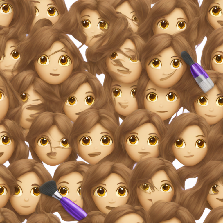 genmoji : Fille avec une brosse à colorant pour cheveux