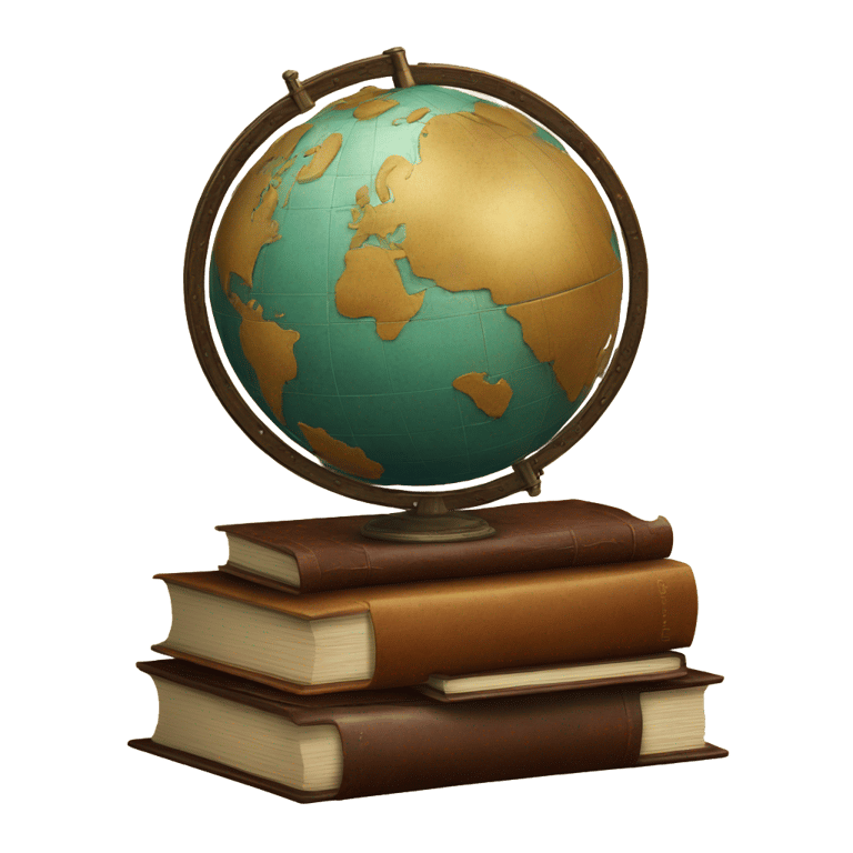 絵文字：An old style globe on top of leather books