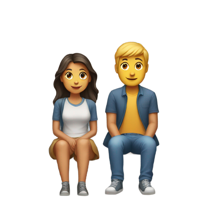 genmoji : Couple assis sur le bord du trottoir