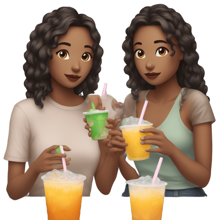 genmoji : Meilleures amies buvant du boba