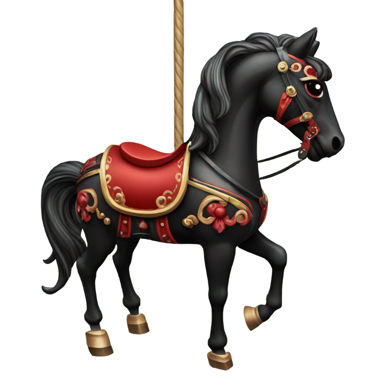 genmoji: vintage red and black carousel horse gothic.